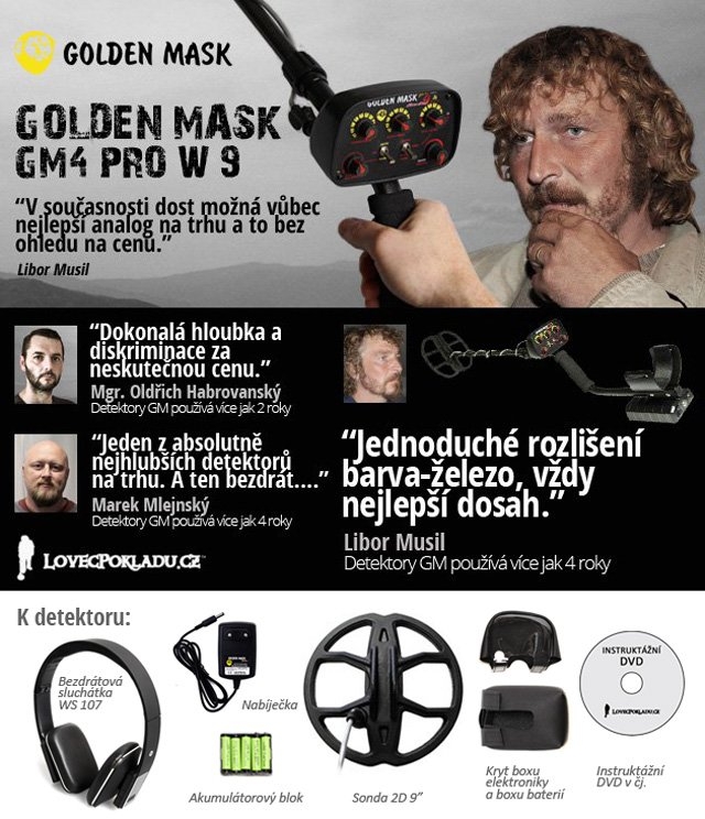 Detektor kovů Golden Mask GM4PRO Wireless 9'' 2D | LovecPokladu.cz