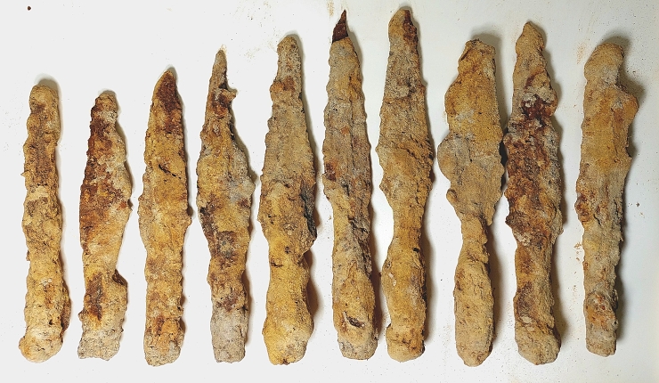 Ein Jäger entdeckt eine Schatztruhe mit Eisenwaffen aus der Römerzeit